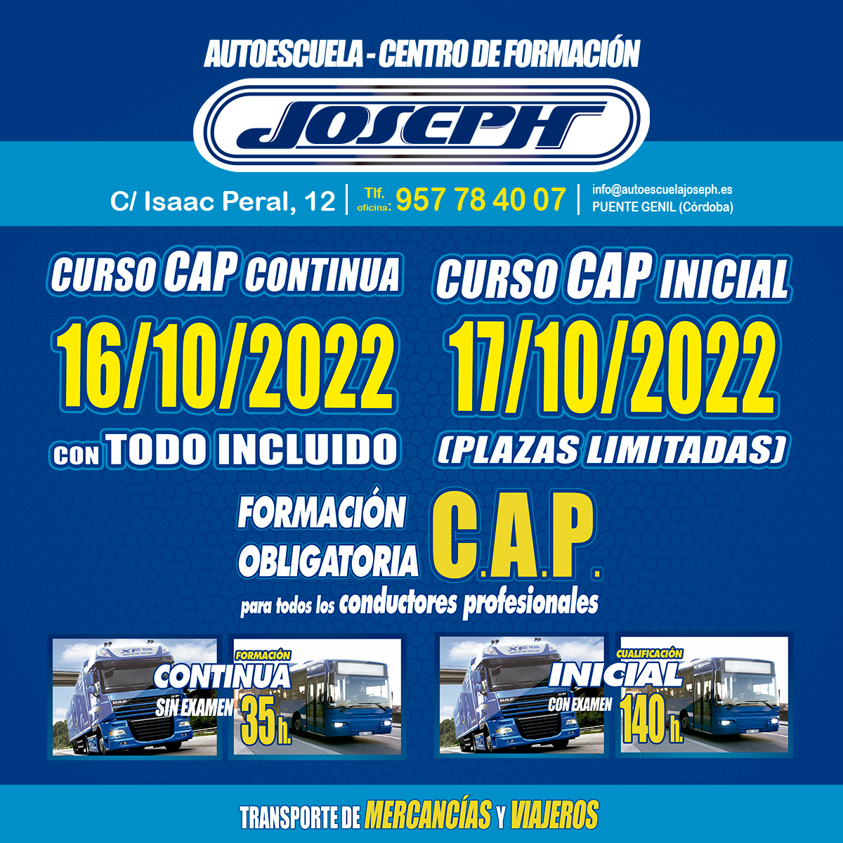 CAP INICIAL - CAP CONTINUO | Autoescuela Joseph